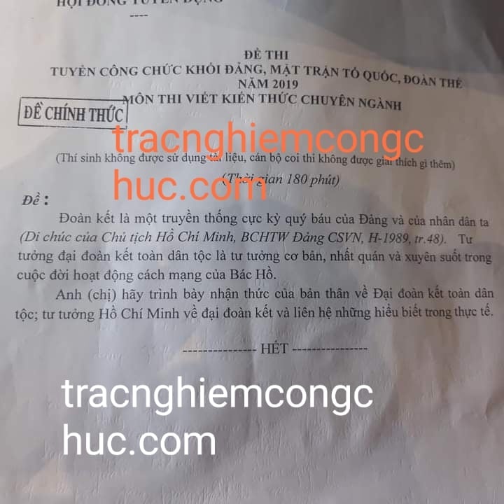 đề thi công chức khối Đảng, đoàn thể